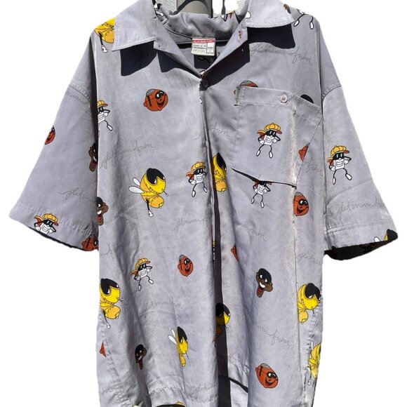 Vintage Platinum FUBU Men’s Sz L Shirt Button Down Short Sleeve Fat Albert - Picture 1 of 13